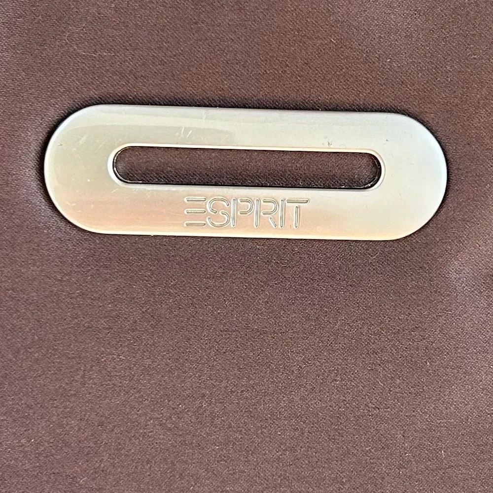 ESPRIT VINTAGE 90’s Women’s Minimalist Shoulder Bag Satin-Like Rich Brown Silver
